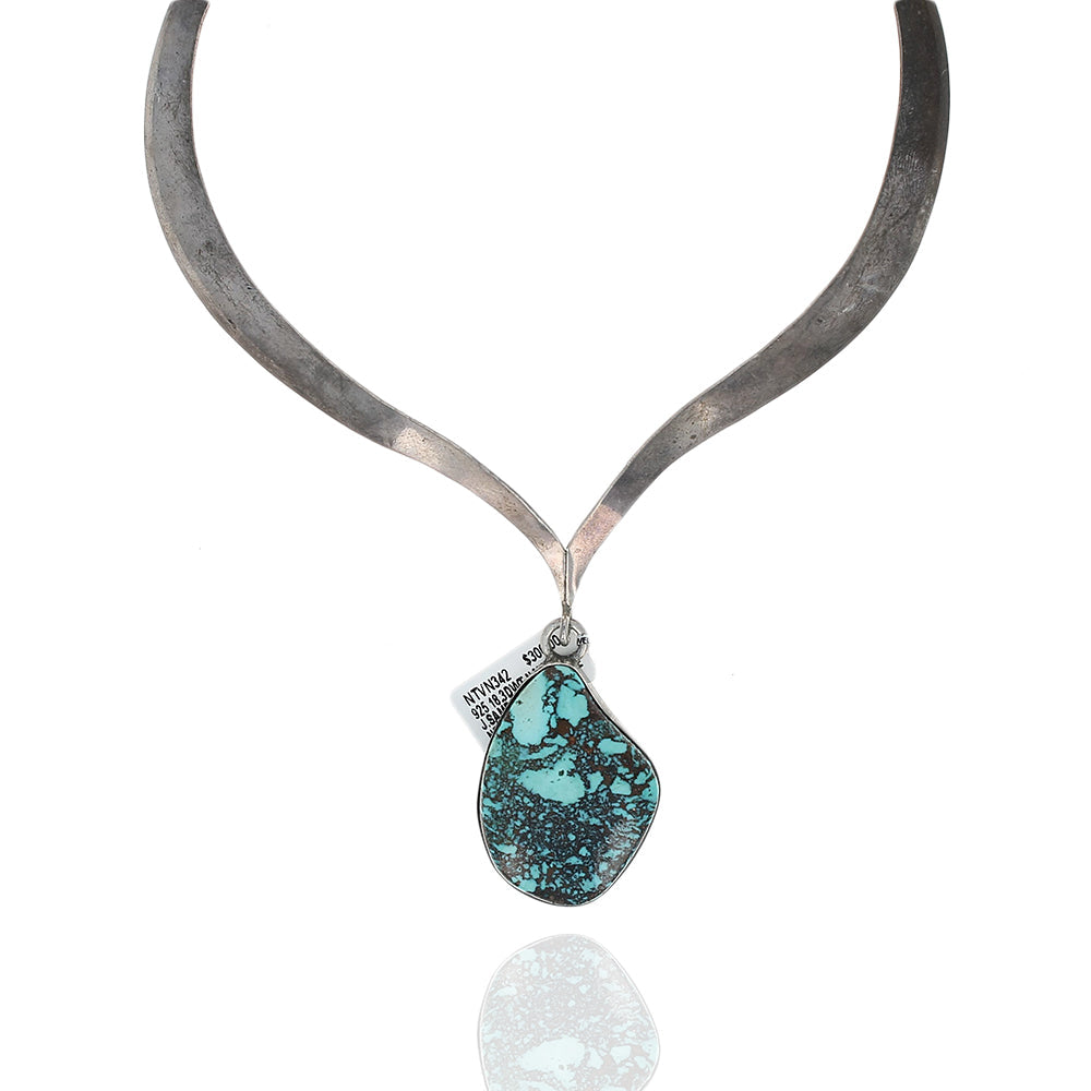 Navajo Jack Sampson Sterling Silver & Turquoise Cuff/Collar Necklace
