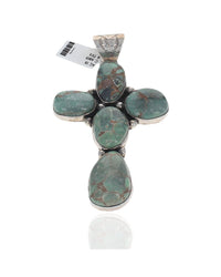 Navajo Tony Garcia Sterling Silver & Turquoise Cross Pendant