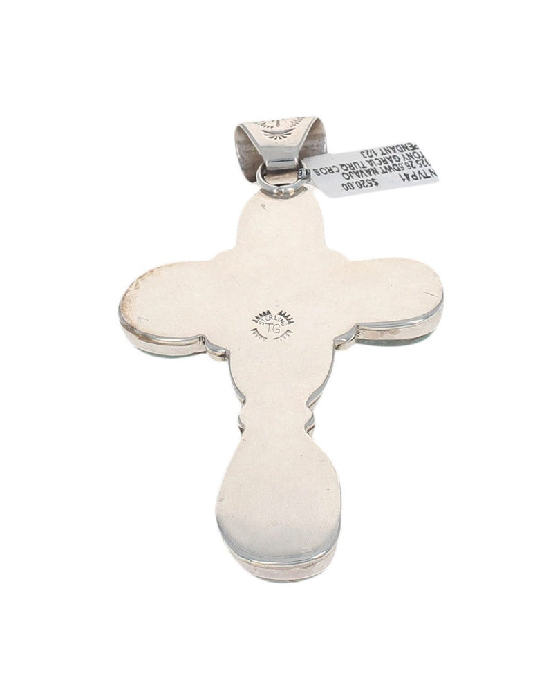 Navajo Tony Garcia Sterling Silver & Turquoise Cross Pendant