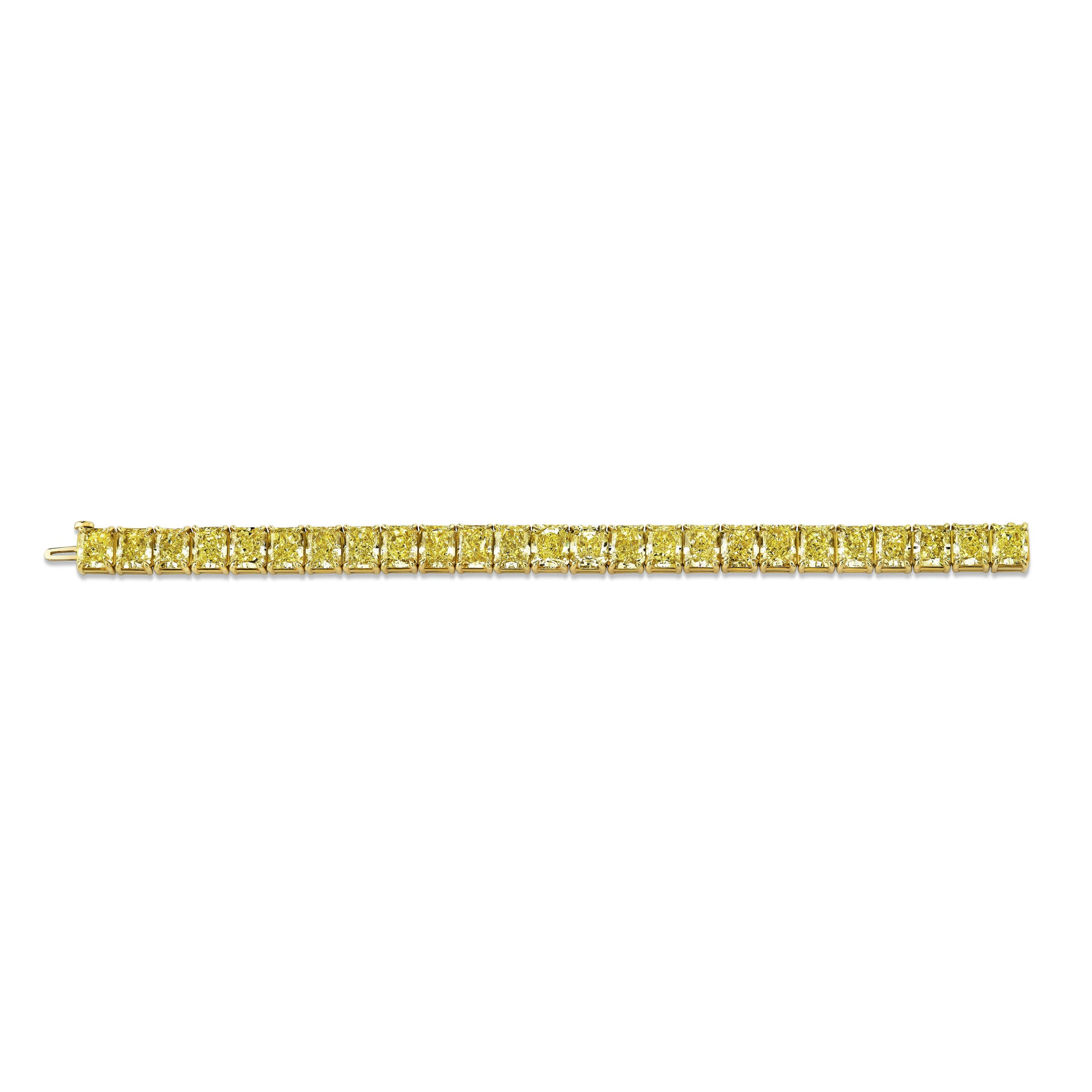 Fancy Yellow Radiant Cut Diamond Bracelet