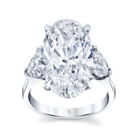 9.60 Carat Oval Diamond Ring with Heart Accents