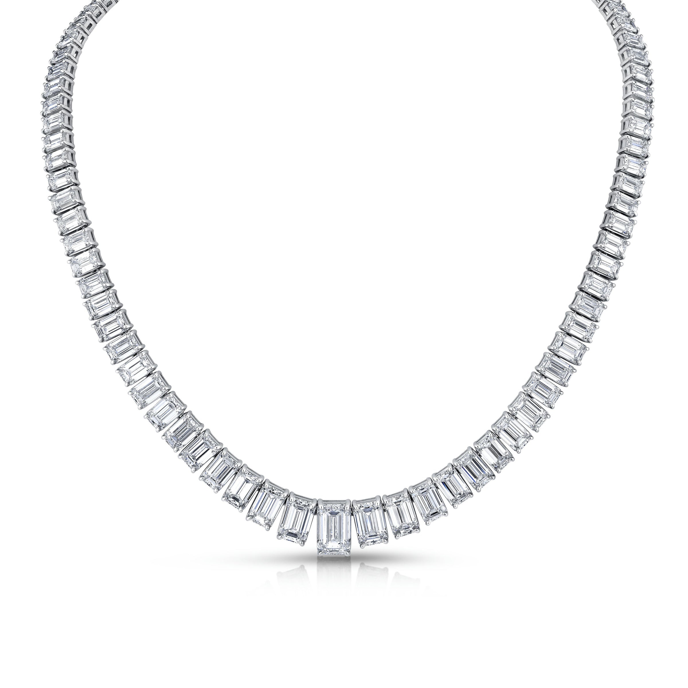 Emerald Cut Diamond Graduated Riviera Necklace