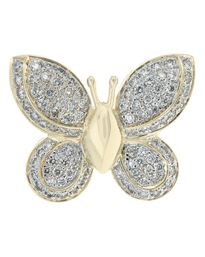 Pave Diamond Butterfly Pendant in 14K Yellow Gold