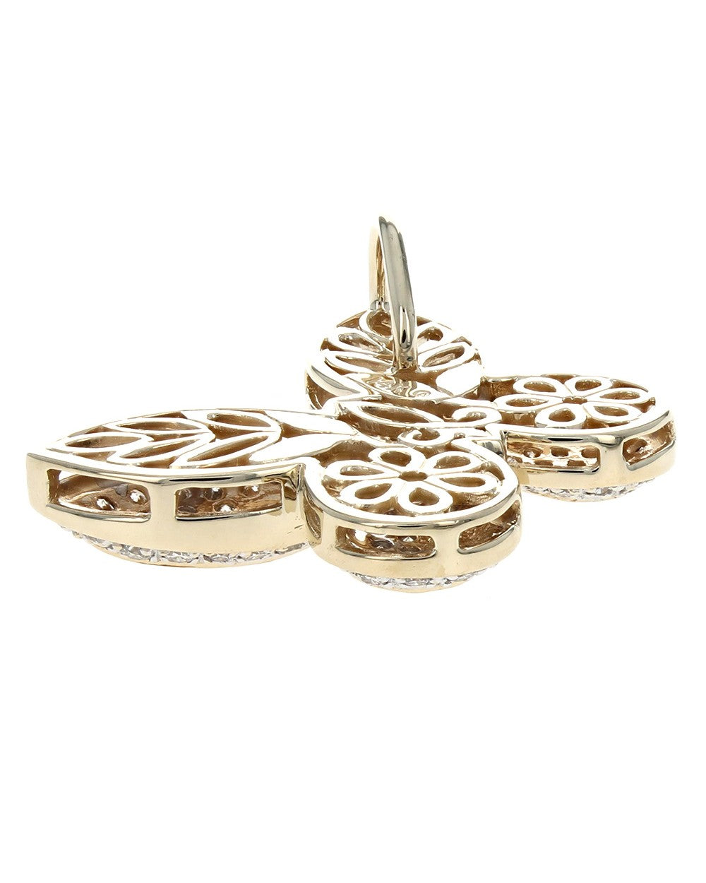 Pave Diamond Butterfly Pendant in 14K Yellow Gold