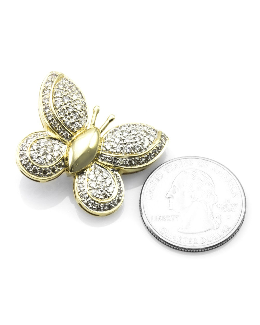 Pave Diamond Butterfly Pendant in 14K Yellow Gold