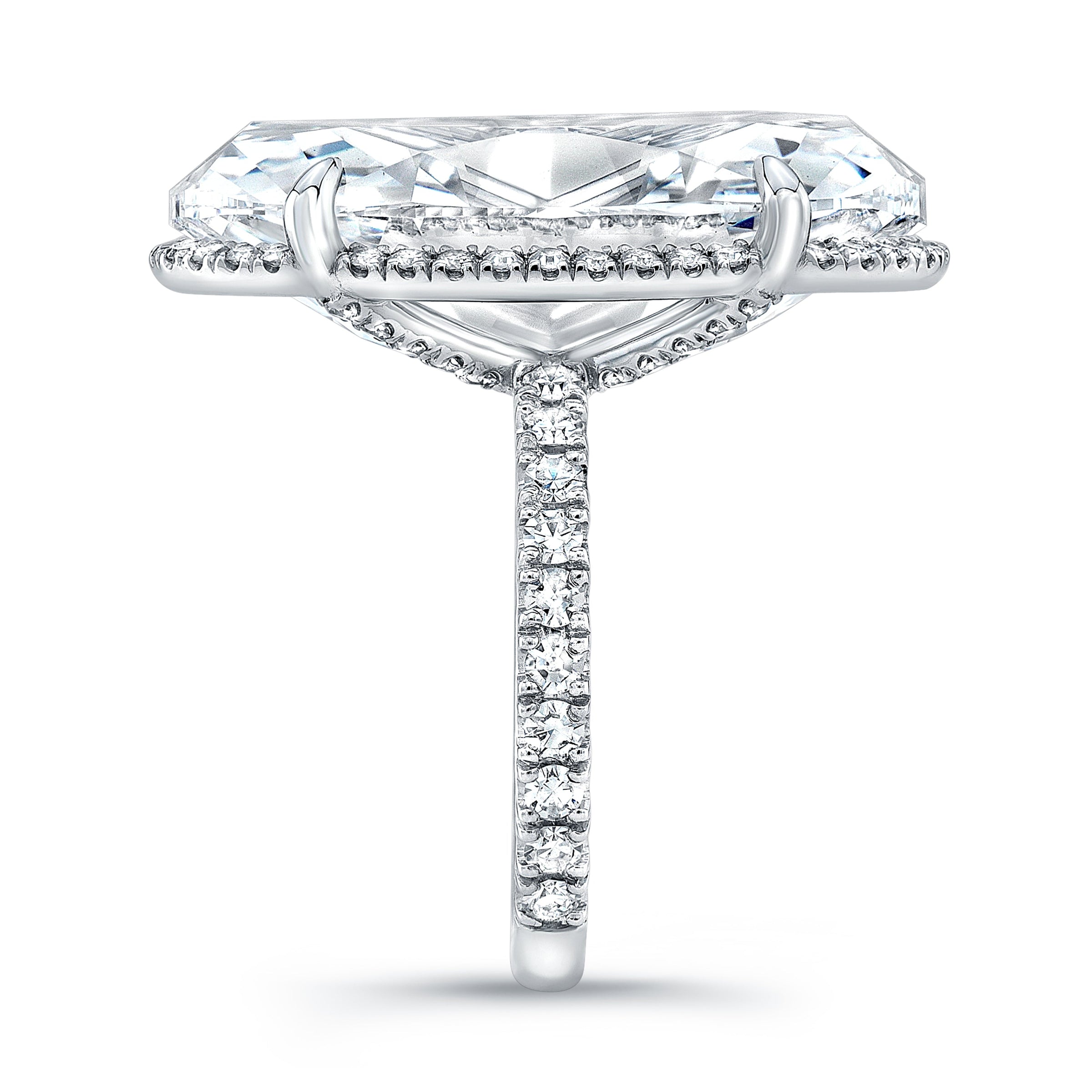 20.09 Carat Oval Diamond Ring with Pavé Band