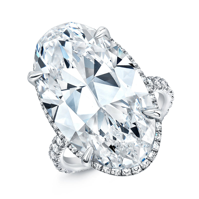 20.09 Carat Oval Diamond Ring with Pavé Band