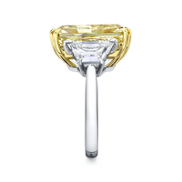 18.88 Carat Radiant Fancy Intense Yellow Diamond 3-stone Ring