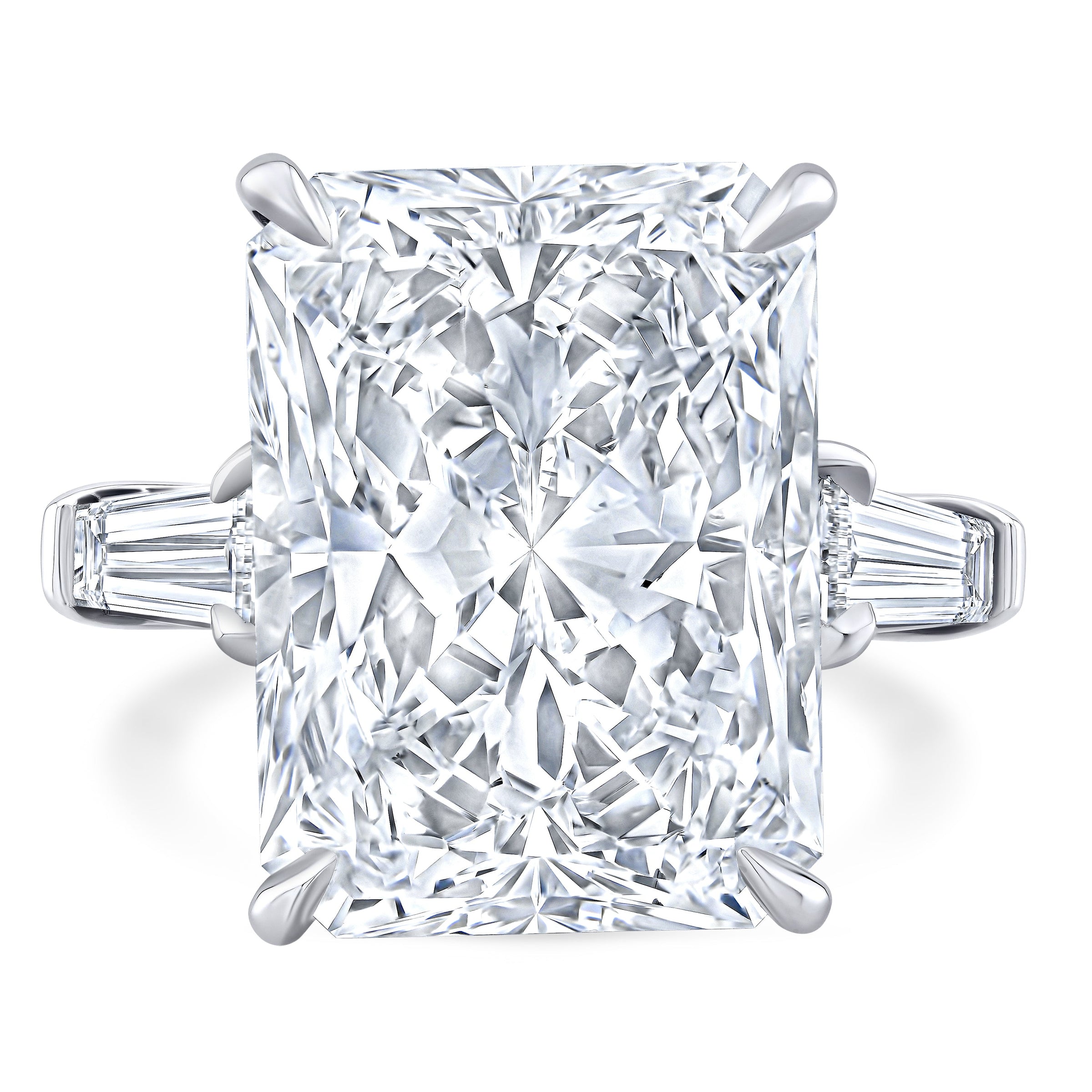 12.02 Carat Radiant Diamond 3-stone Ring