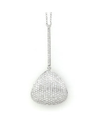 Pave Diamond Triangle Drop Pendant in 18K White Gold