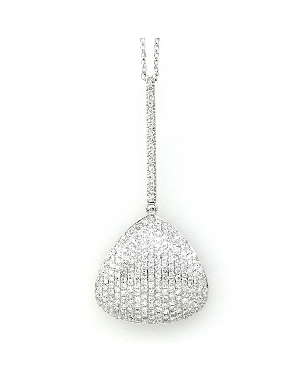 Pave Diamond Triangle Drop Pendant in 18K White Gold