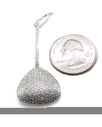 Pave Diamond Triangle Drop Pendant in 18K White Gold