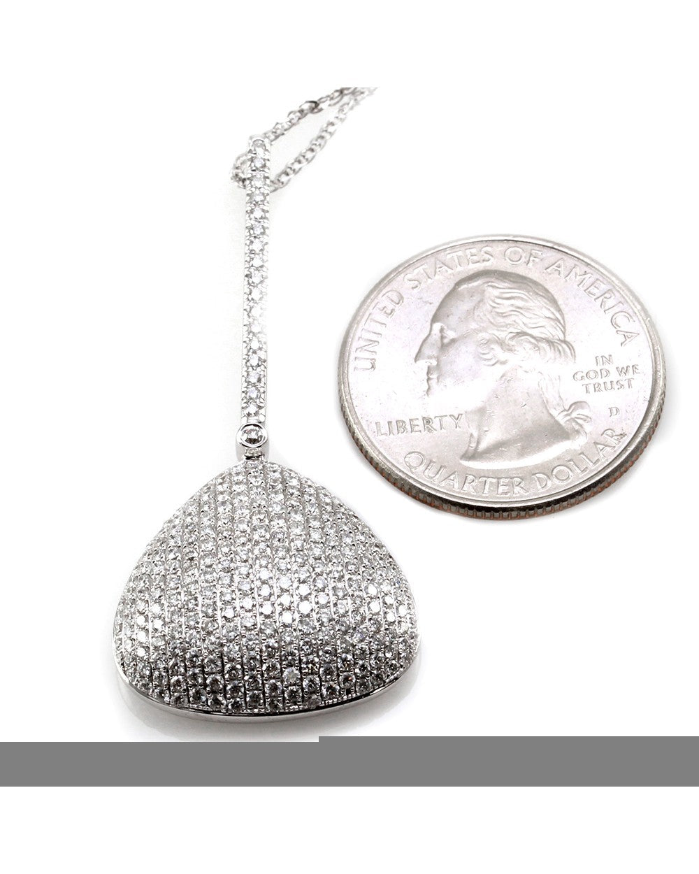 Pave Diamond Triangle Drop Pendant in 18K White Gold