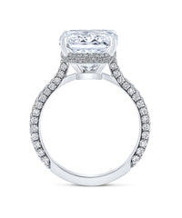 7.08 Carat Radiant Diamond Ring with Pave Band