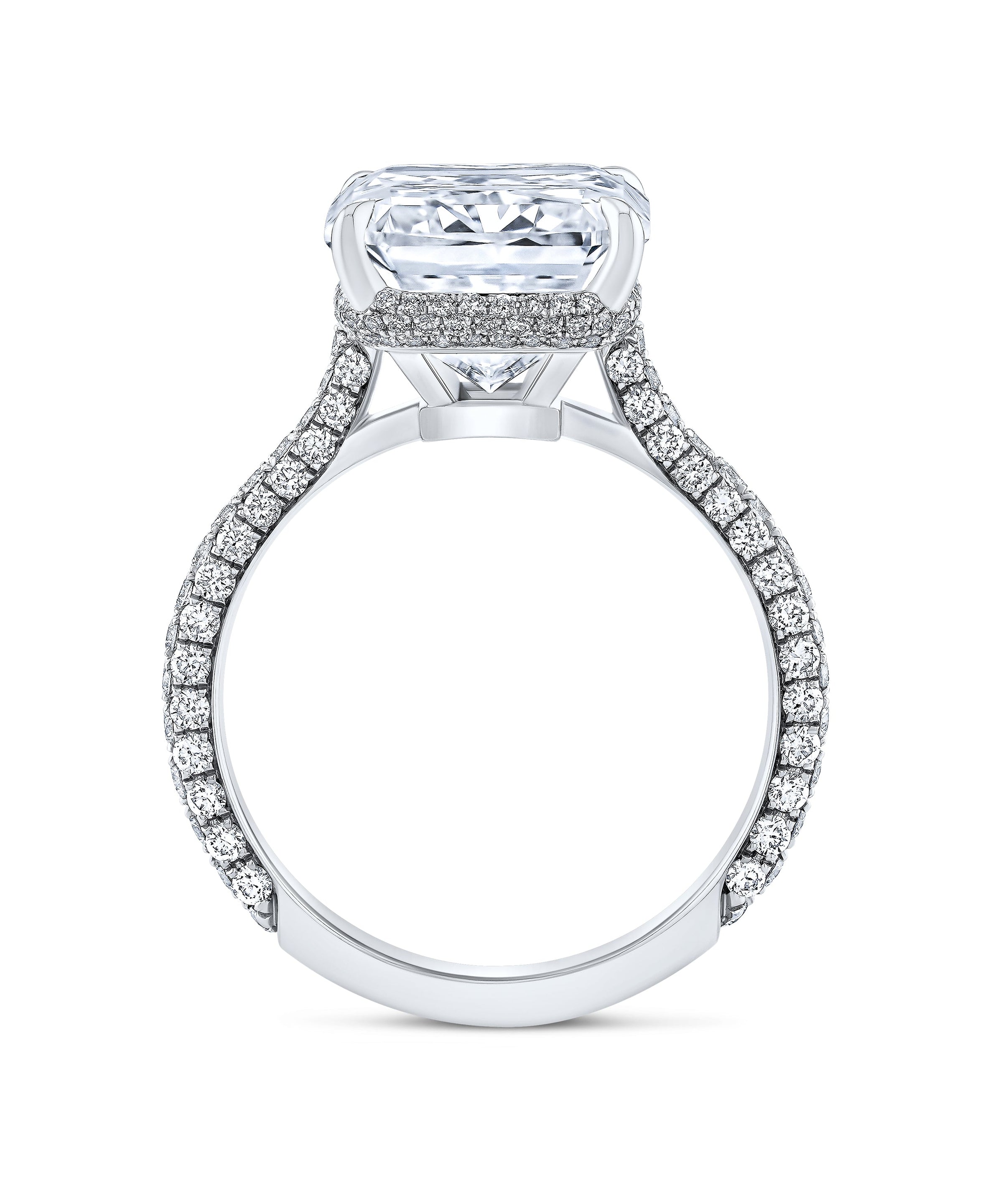 7.08 Carat Radiant Diamond Ring with Pave Band