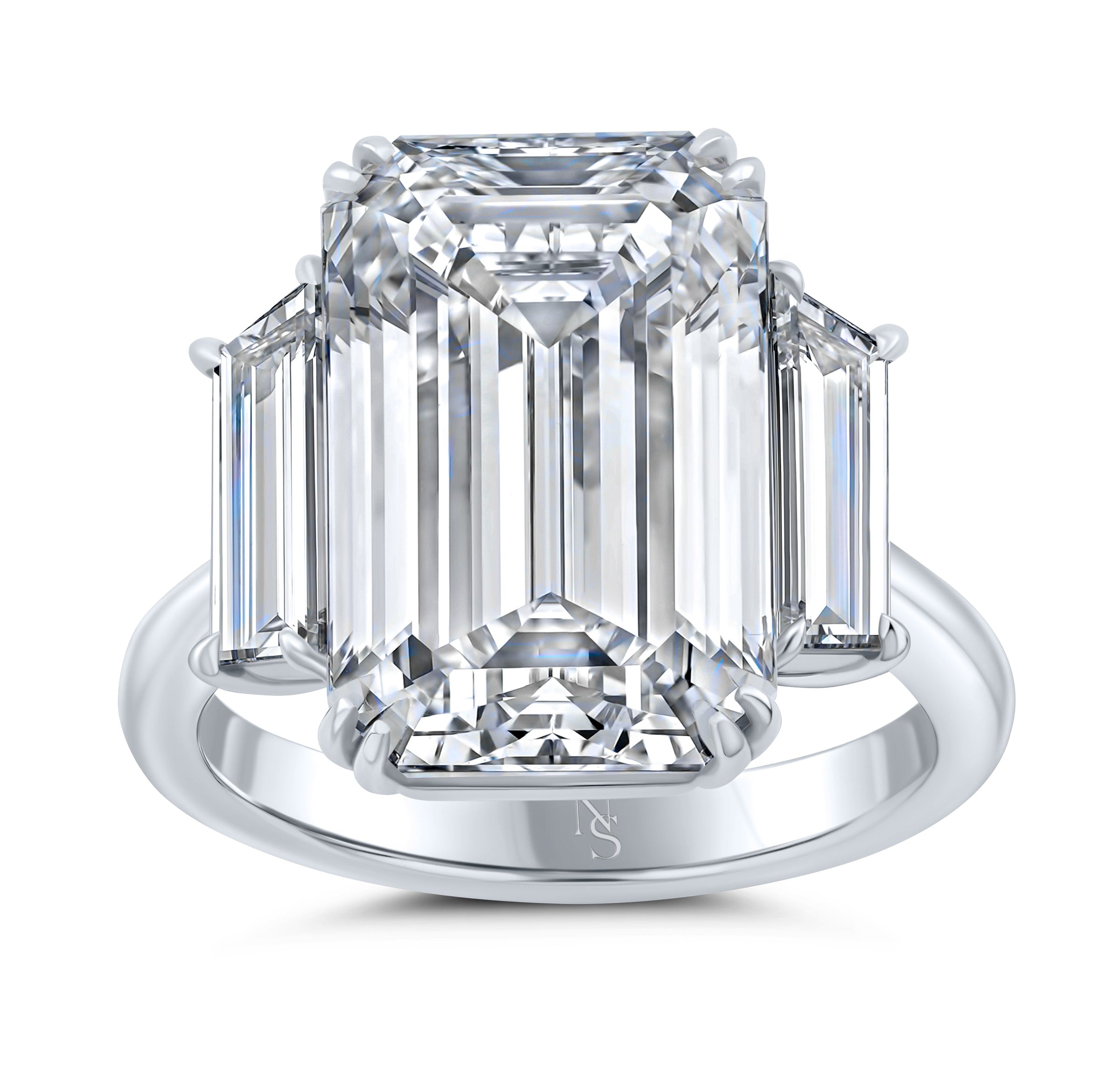 10.03 Carat Emerald Cut 3-stone Diamond Ring