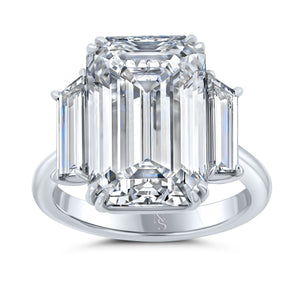 10.03 Carat Emerald Cut 3-stone Diamond Ring