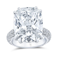 15.09 Cushion Diamond Ring with Pave Band