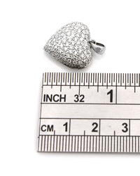 Diamond Pave Puffed Heart Pendant in White Gold