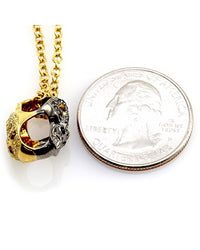 Black & Yellow Pave Diamond Reversible Skull Pendant in 18K Yellow Gold