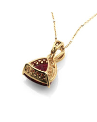 Rubellite Tourmaline and Pave Diamond Pendant Enhancer in Gold