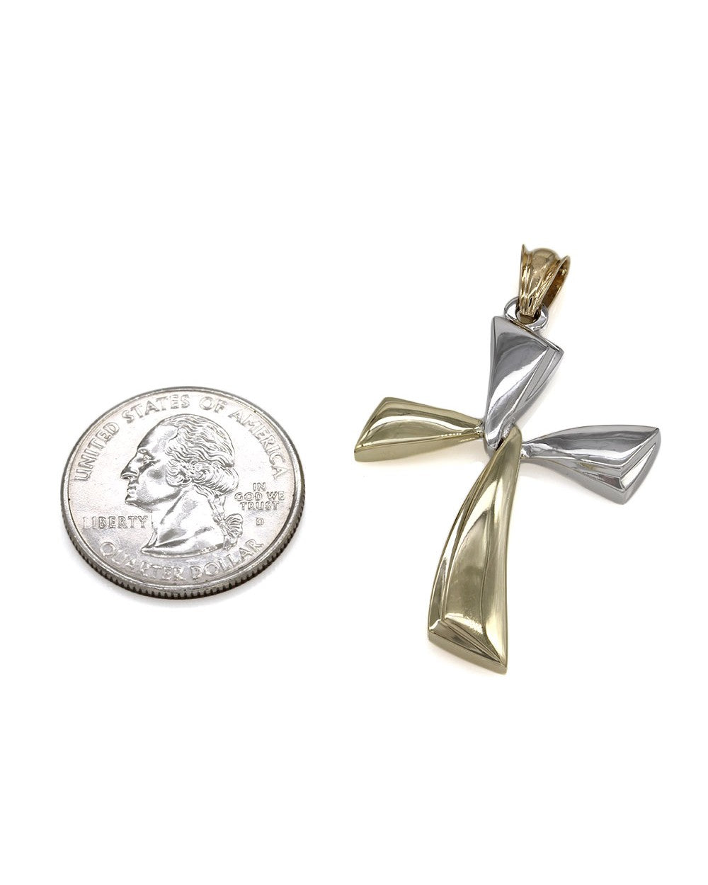 Two Tone Gold Cross Pendant