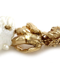 Ruser Freshwater Pearl and Sapphire Cherub Pendant in Yellow Gold