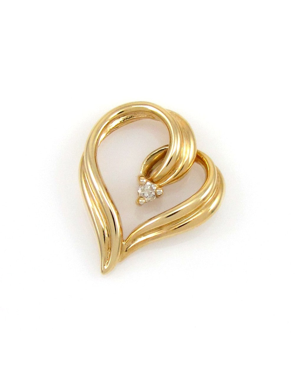 Diamond Solitaire Open Heart Pendant
