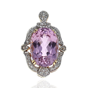 Kunzite and Diamond Micro Pave Drop Pendant