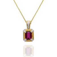 Rubellite Tourmaline and Diamond Drop Pendant