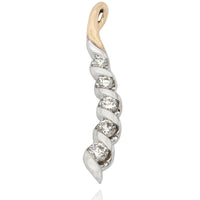 14K Two Tone Curved Diamond Drop Pendant