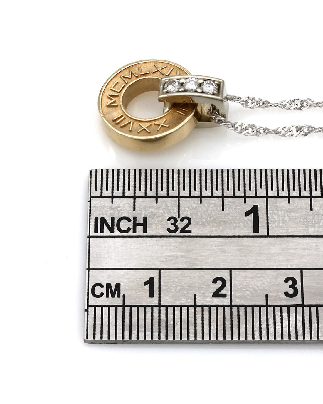 Roman Numeral Diamond Circle Drop Pendant