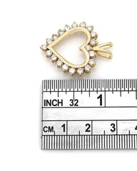 Diamond, Open Heart Pendant in Yellow Gold