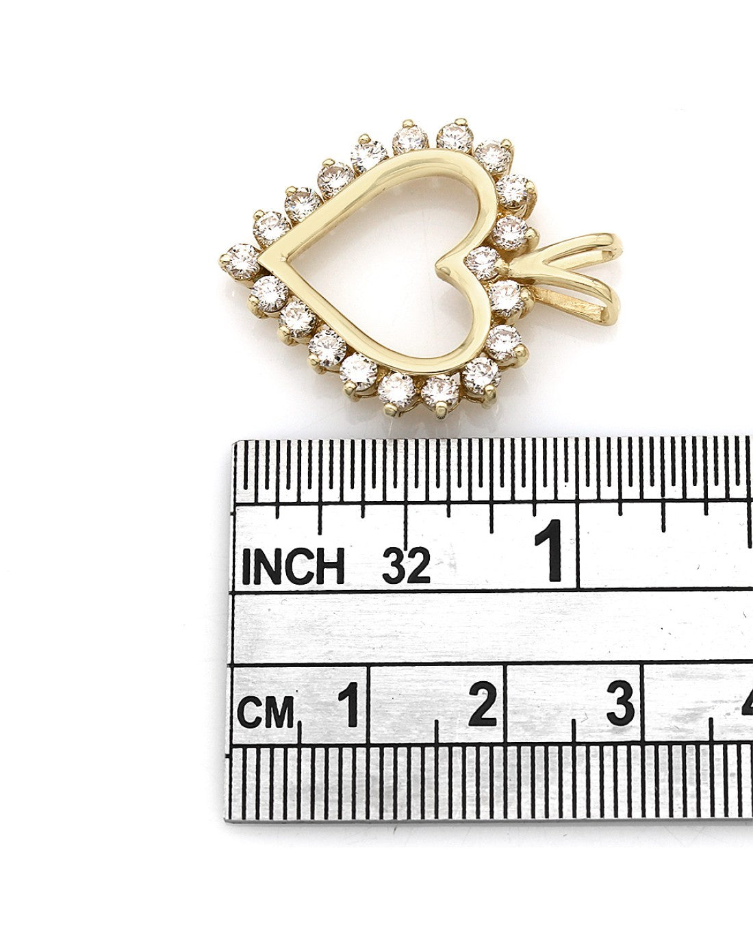 Diamond, Open Heart Pendant in Yellow Gold