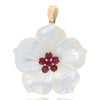Mother of Pearl and Ruby Flower Pendant