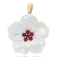 Mother of Pearl and Ruby Flower Pendant