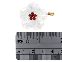 Mother of Pearl and Ruby Flower Pendant