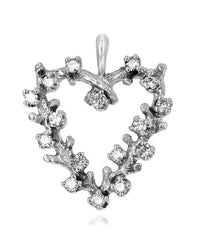 Diamond Open Heart Pendant in White Gold