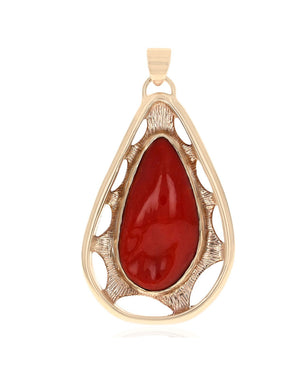 Red Coral Pear Shaped Pendant