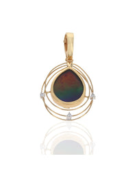 Ammolite and Diamond Enhancer Pendant in Yellow Gold