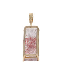 Red Rutilated Quartz Enhancer Pendant in Yellow Gold