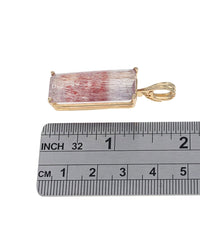 Red Rutilated Quartz Enhancer Pendant in Yellow Gold