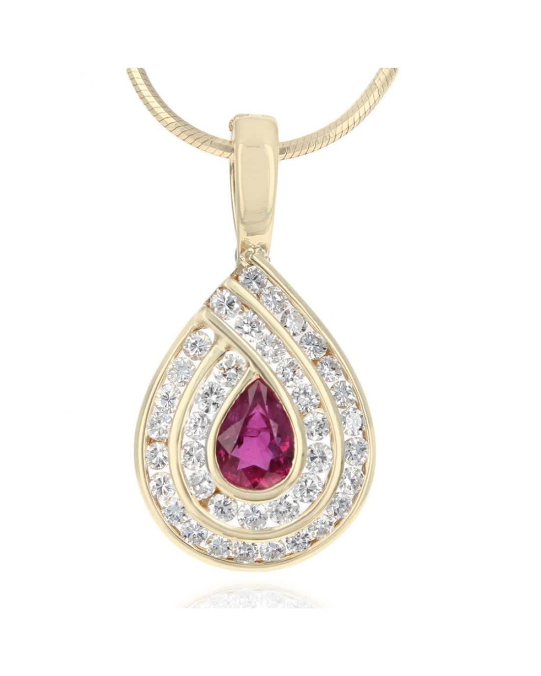 Burmese Ruby and Diamond Pear Shaped Pendant