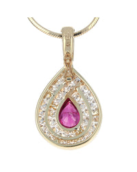 Burmese Ruby and Diamond Pear Shaped Pendant
