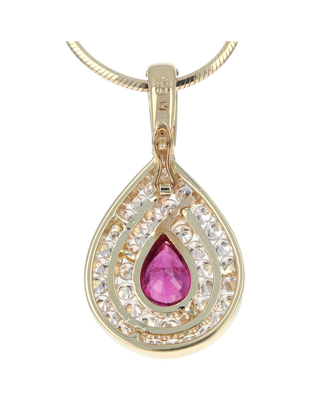 Burmese Ruby and Diamond Pear Shaped Pendant