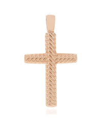 Ribbed Cross Pendant on Rose Gold