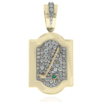Diamond Pave and Emerald Golf Motif Framed Pendant