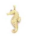 Sea Horse Pendant with Diamond Accents & Ruby Eye
