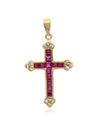Ruby and Diamond Budded Cross Pendant