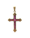 Ruby and Diamond Budded Cross Pendant